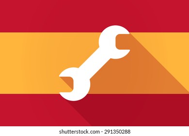 Illustration of a Spain  long shadow flag with a wrench