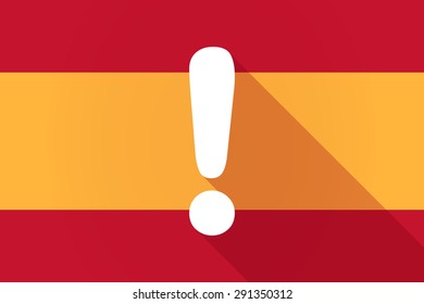 Illustration of a Spain long shadow flag with an exclamation sign