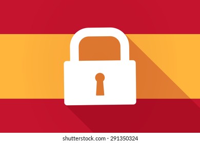 Illustration of a Spain  long shadow flag with a lock pad