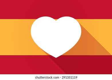 Illustration of a Spain  long shadow flag with a heart