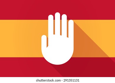 Illustration of a Spain  long shadow flag with a hand
