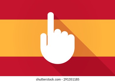 Illustration of a Spain  long shadow flag with a pointing hand