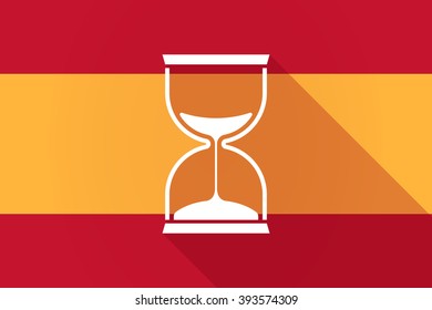 Illustration of a Spain  long shadow flag with a sand clock