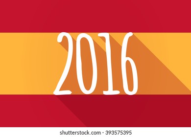 Illustration of a Spain  long shadow flag with a 2016 sign