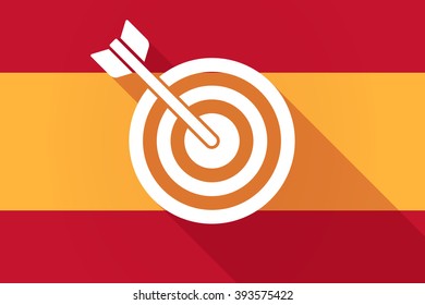 Illustration of a Spain  long shadow flag with a dart board