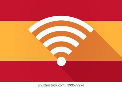 Illustration of a Spain  long shadow flag with a radio signal sign