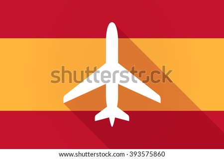 Illustration of a Spain  long shadow flag with a plane