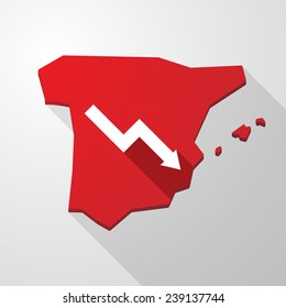 Illustration of a Spain map icon with a graph