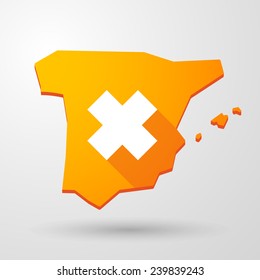 Illustration of a Spain map icon with an irritating substance sign