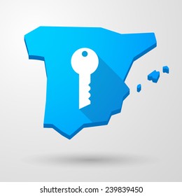 Illustration of a Spain map icon with a key