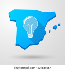 Illustration of a Spain map icon with a light bulb