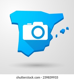 Illustration of a Spain map icon with a photo camera