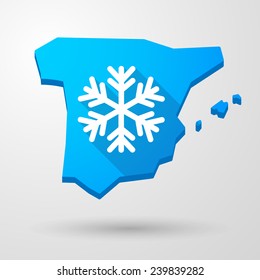 Illustration of a Spain map icon with a snow flake