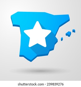 Illustration of a Spain map icon with a star