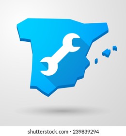 Illustration of a Spain map icon with a wrench