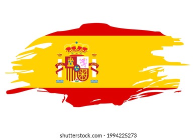 Illustration with Spanish flag. National flag graphic design. Spanish flag in flat style. Vector illustration. Stock image.