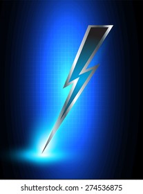 illustration of sparkling dark blue lightning bolt with electric effect