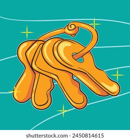 illustration of sparkling gold keys on a sky blue background