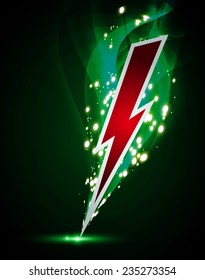 illustration of sparkling lightning bolt with electric effect 