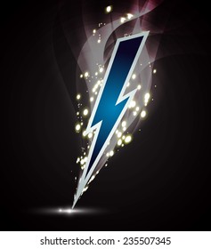 illustration of sparkling lightning bolt with electric effect 