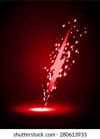 illustration of sparkling lightning bolt with electric effect. red thunderbolt. vector. infographics. Light Abstract Technology background for computer graphic website internet and business
