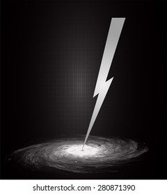 illustration of sparkling lightning bolt with electric effect. black thunderbolt.