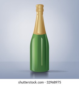 An illustration of a sparkling wine bottle with reflexions