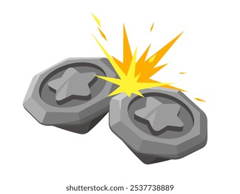 Illustration of sparks flying during a spinning top game