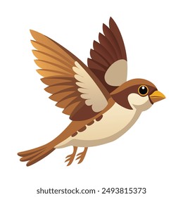 Illustration of Sparrow flying Isolated