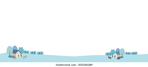 Illustration of a sparsely populated rural winter landscape.