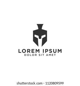 Illustration of spartan helmet logo template vector