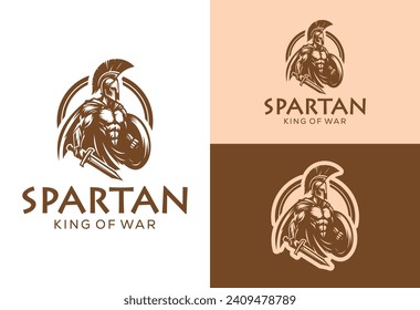 illustration of spartan king in armor and helmet	