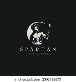 illustration of spartan king god in armor and helmet, holding a spear