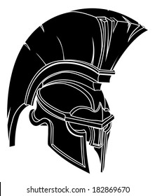 An illustration of a spartan or trojan warrior or gladiator helmet