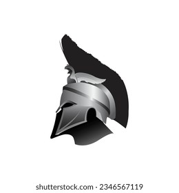 Illustration of a spartan warrior helmet isolated on a white background, Vector t-shirt print. Vector illustration