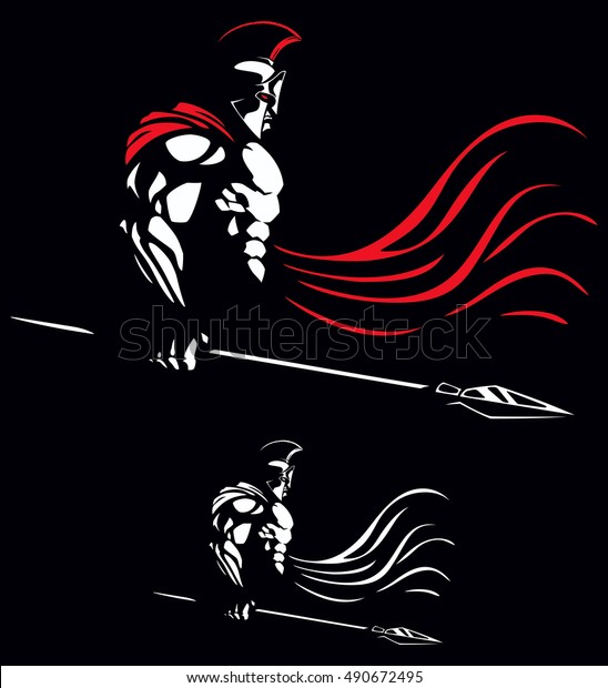 Illustration Spartan Warrior On Black Background Stock Vector (Royalty ...