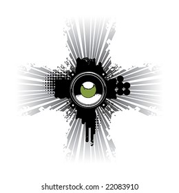 Illustration with a speaker and abstract explosion