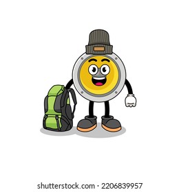 Illustration of speaker mascot as a hiker , character design