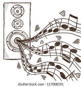 Illustration of speaker and notes - hand drawn style