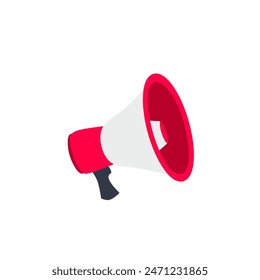 Illustration of Speaker, red megaphone. Vector illustration of a cartoon siren isolated on a white background