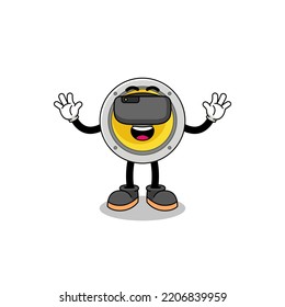 Illustration of speaker with a vr headset , character design