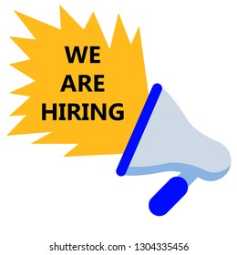 Illustration of a speaker from which the phrase We are hiring