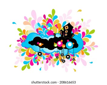 Illustration with speakers. Vector