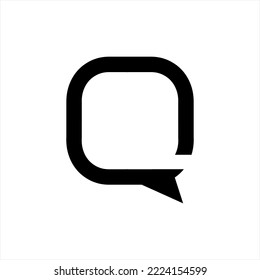 Illustration of speaking balloon. concept letter Q