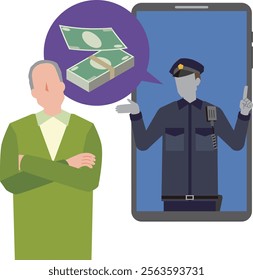 Illustration of a special fraudster who impersonates a police officer