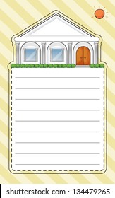 Illustration of a special paper with a house and a sun