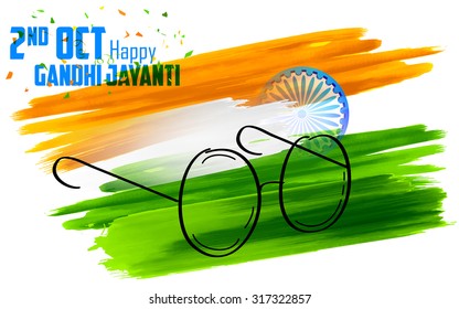 Illustration Of Spectacles On India Background For Gandhi Jayanti