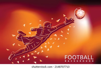 Illustration of spectacular soccer goalkeeper action. flyer poster background and others. vector