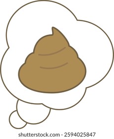 Illustration of a speech bubble fantasizing about poop