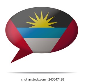 Illustration Speech Bubble Flag Antigua and Barbuda